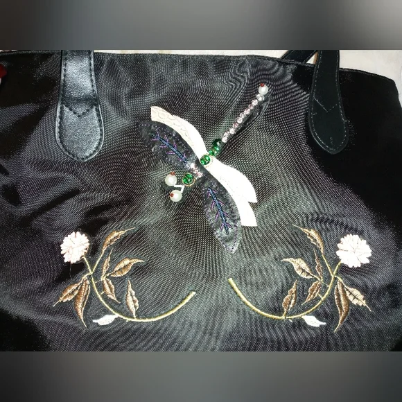 FLORAL-DRAGONFLY TOTE BAG - Picture 5 of 5